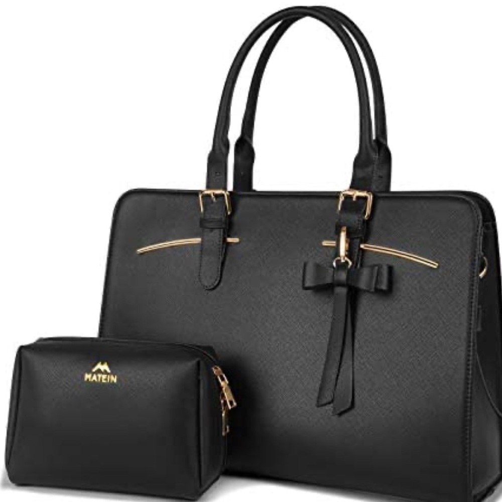 COPY - COPY - NWT 2 piece set Large PU leather bag with usb charging port and p…